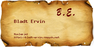 Bladt Ervin névjegykártya